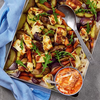 Halloumi med rostade grönsaker
