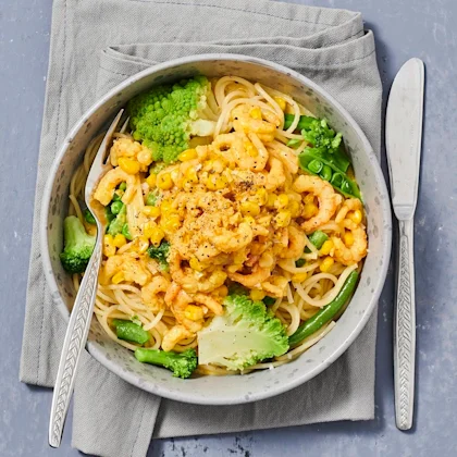 Räkgryta med curry och grönsaker