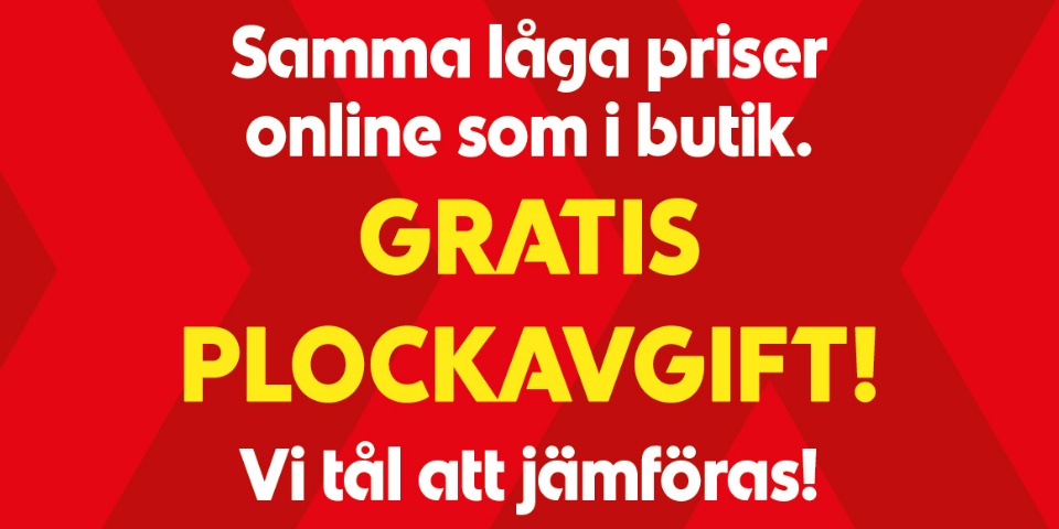 Samma låga priser online som i butik. Gratis plockavgift. Vi tål att jämföras.