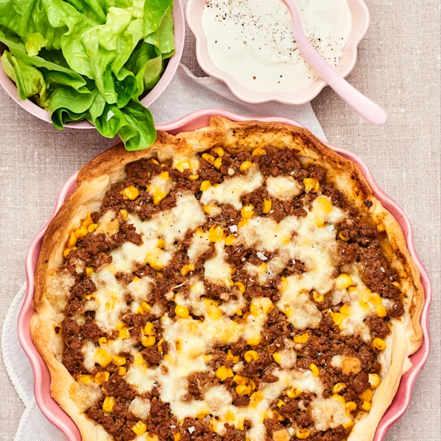 Köttfärspaj med mozzarella