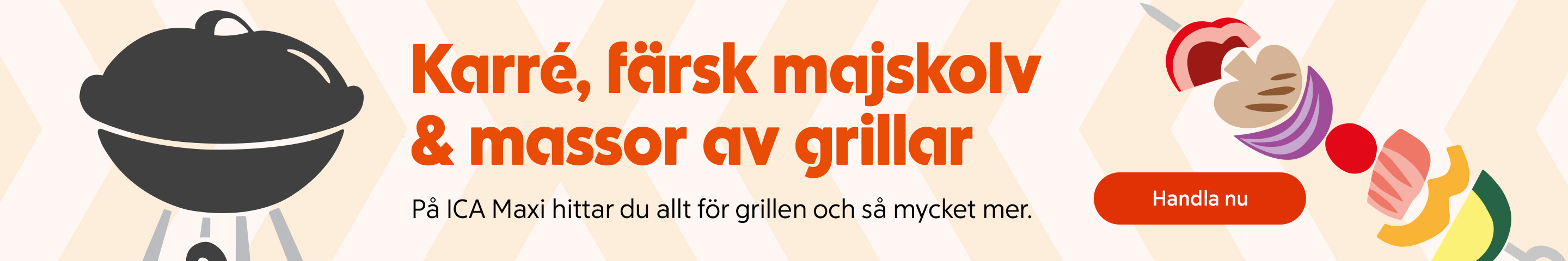 Karré, färsk majskolv och massor av grillar! Klicka för att handla allt för grillen och så mycket mer