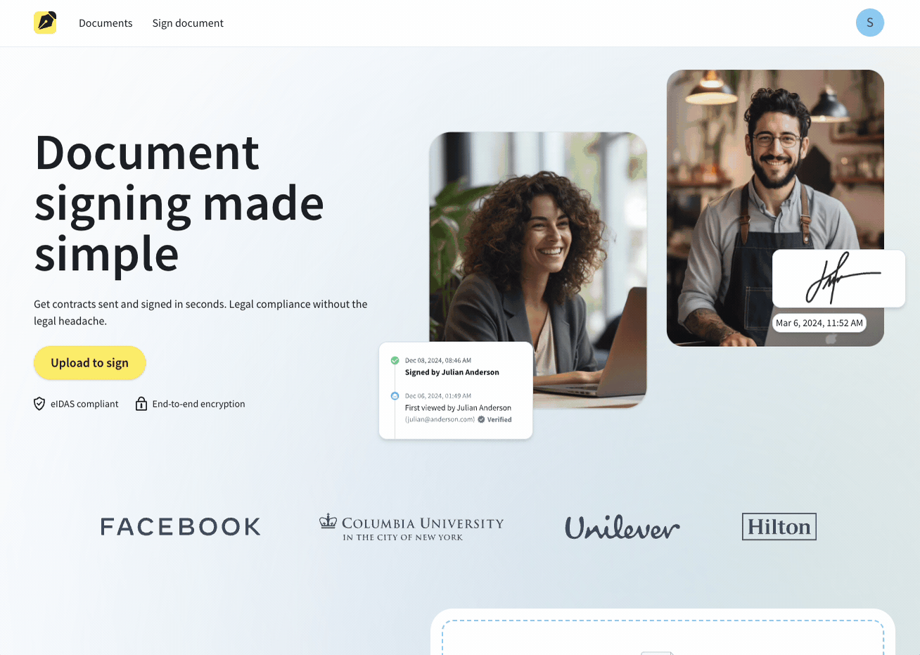 Using Sign.com to request signature on a document
