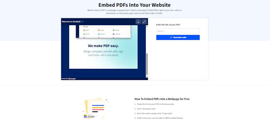 Add a Smallpdf PDF Icon Button for a viewer-first experience