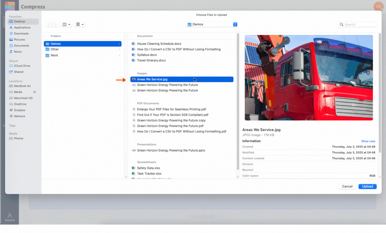 Compress your JPG online for free with Smallpdf