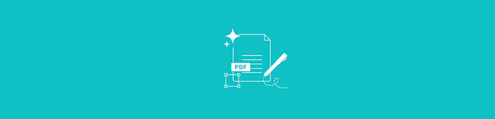 Illustration of a digital PDF contract with a pen, representing AI use in drafting and reviewing agreements.