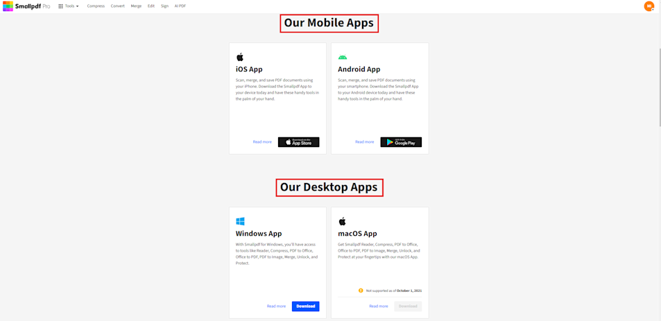 Smallpdf Mobile and Desktop Apps