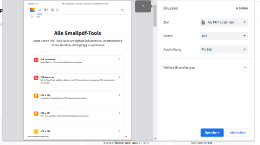 2023-07-31 - Eine Webseite als PDF speichern - Chrome