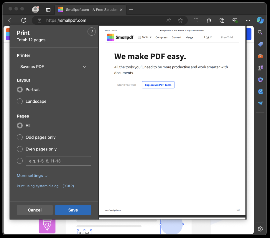 Microsoft Edge Web to PDF Screenshot