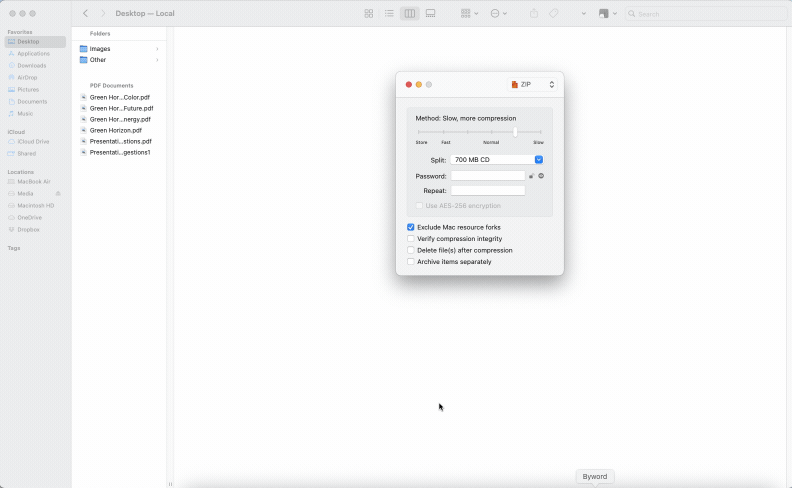 Die Funktion „Teilen“ in Keka oder 7-Zip verwenden, um umfangreiche Ordner in kleinere ZIP-Dateien zu splitten