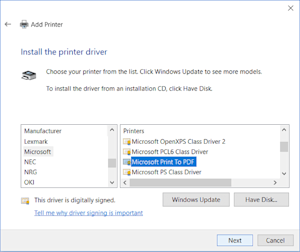 Reinstall the Microsoft Print to PDF Driver