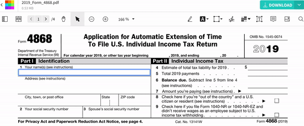 Form 4868 - Fill IRS Extension Form Online for Free | Smallpdf