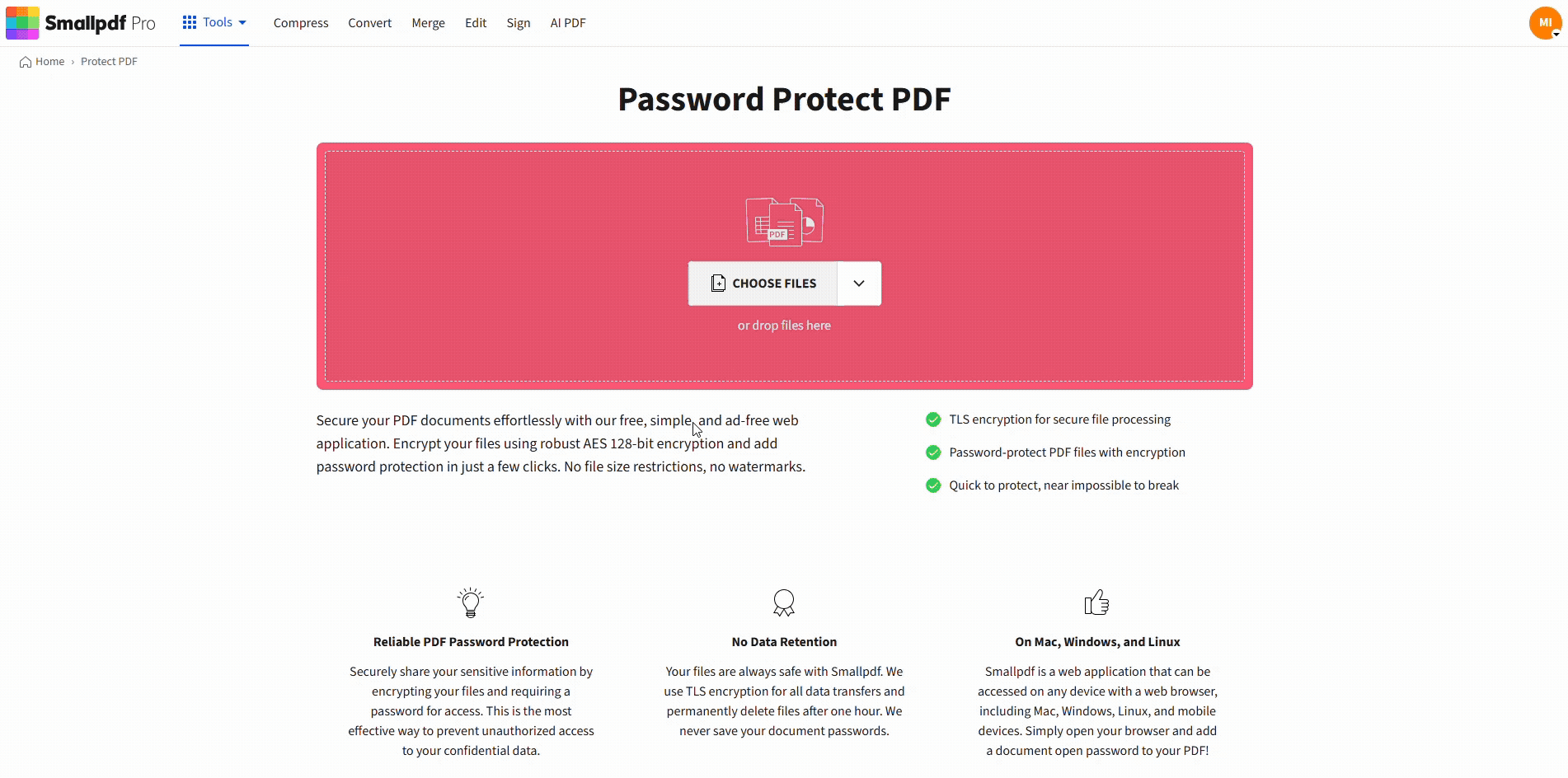 Protect your file with a password using Protect PDF
