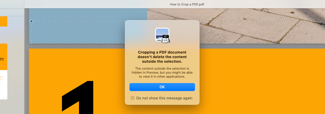 Crop a PDF on Mac - warning