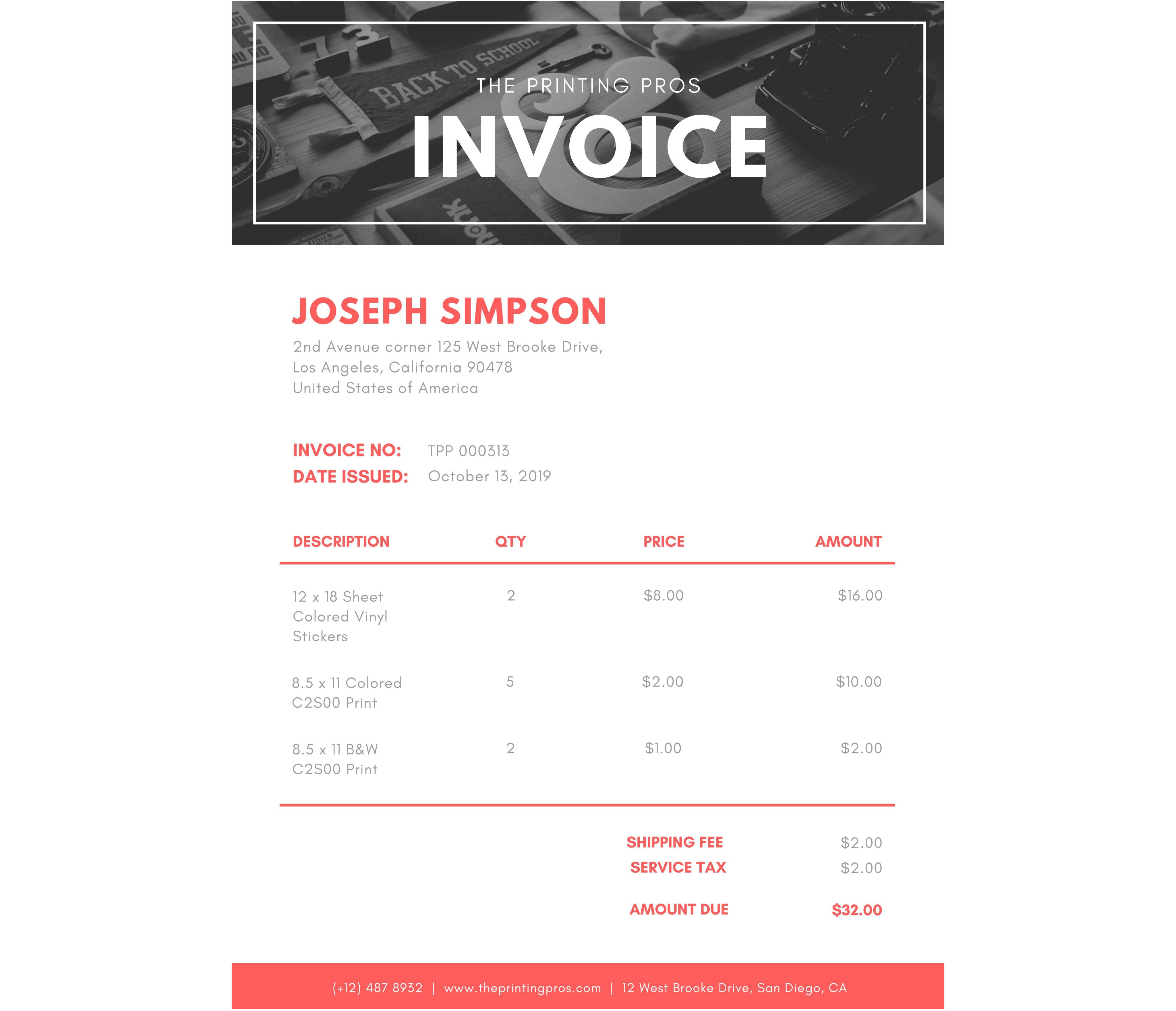 White with Photo Header Invoice Letterhead