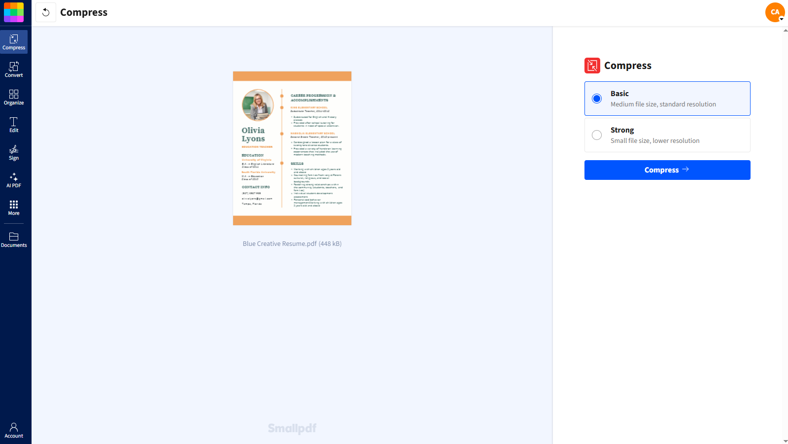 How to Reduce My Resume File Size in PDF | Smallpdf