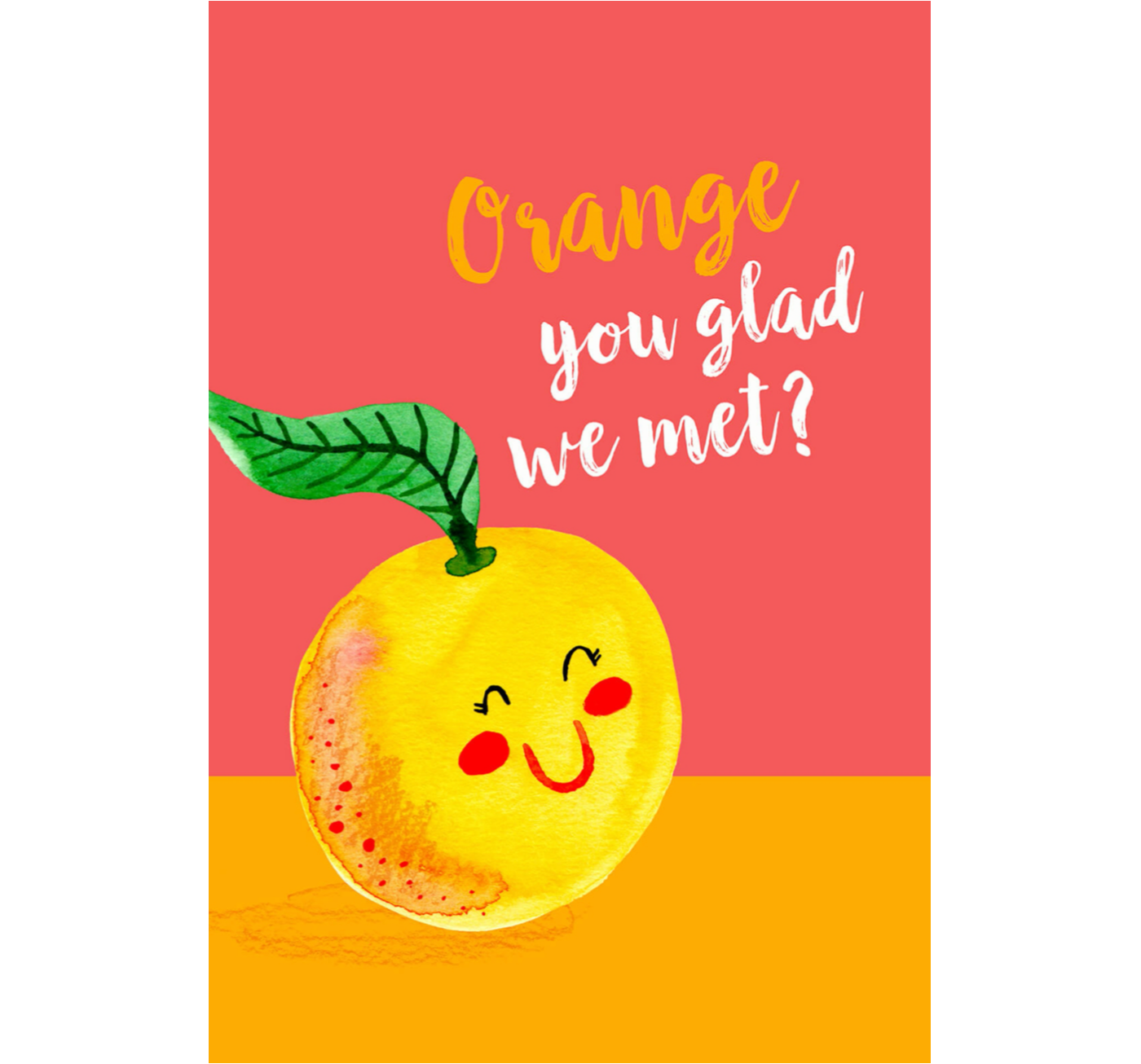 Gritty Valentine Card/thinking of You 5x7 Cardstock With Orange