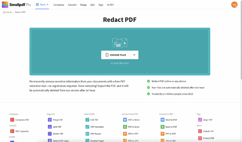 Redact sensitive information on a PDF