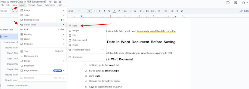 Insert Date in Word Document