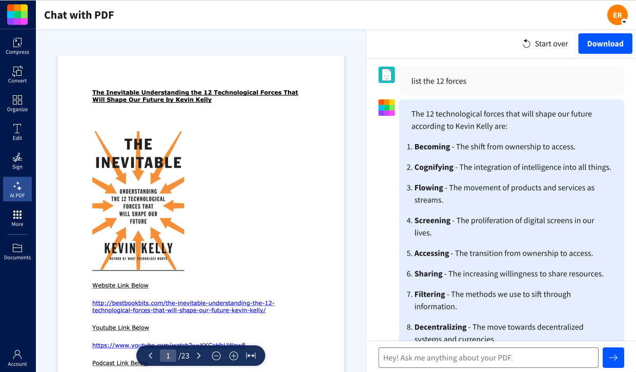 AI PDF reader & summarizer