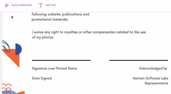 Add signature fields for each person