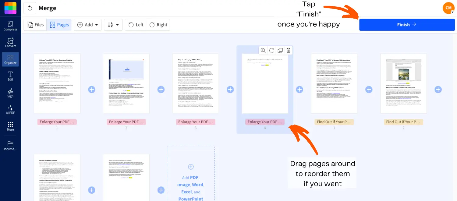 Smallpdf has the easiest method to merge two or more Word documents