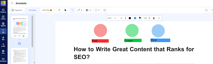 Use Smallpdf PDF editor to change color models