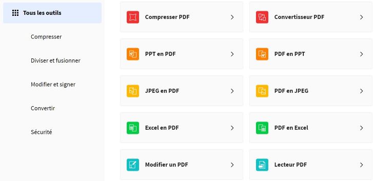 outils de Smallpdf