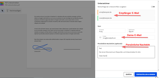 2019-08-13 - Wie man ein PDF online elektronisch unterschreibt - Unterschriften anfordern