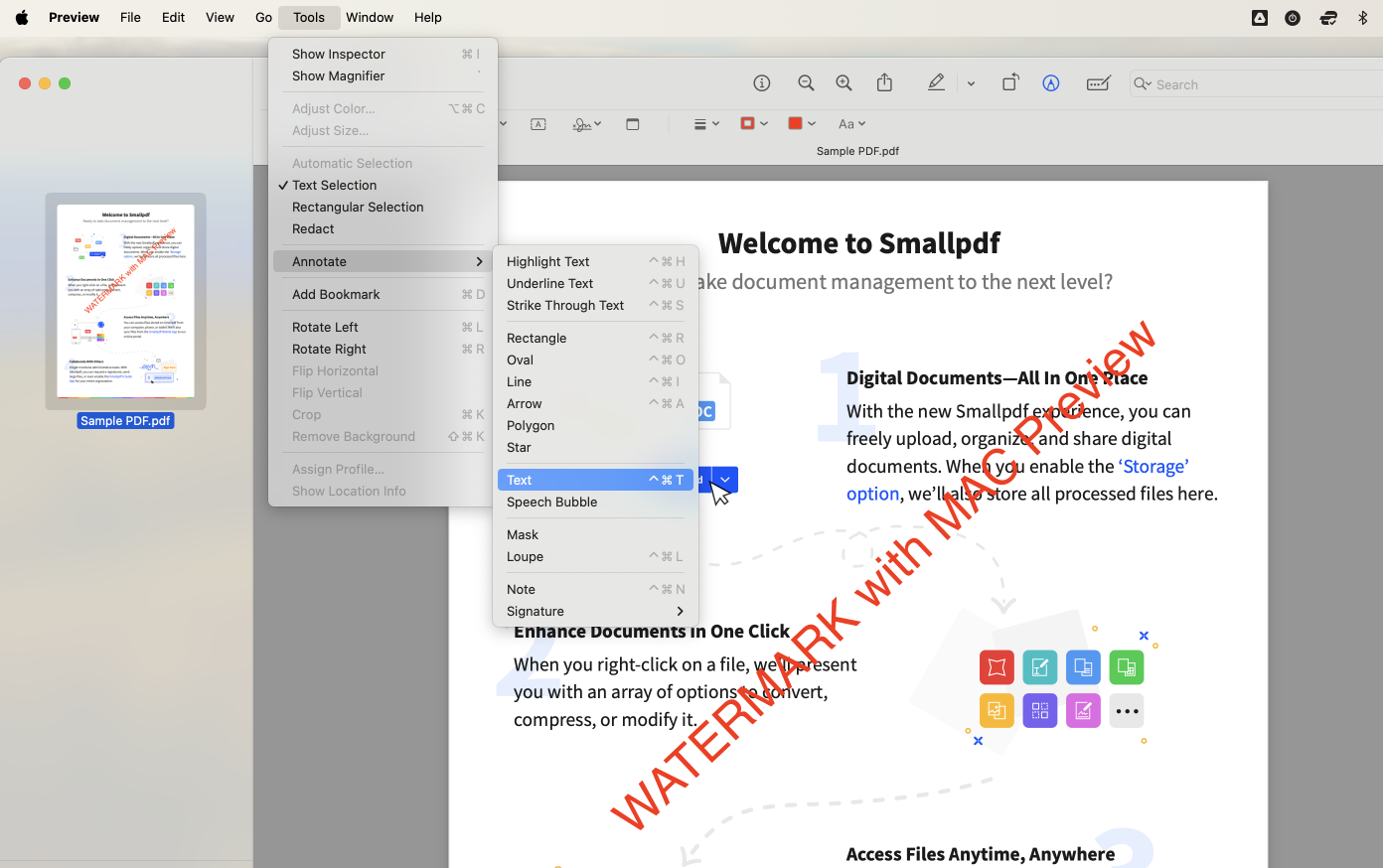 Add PDF Watermark with Mac Preview 2