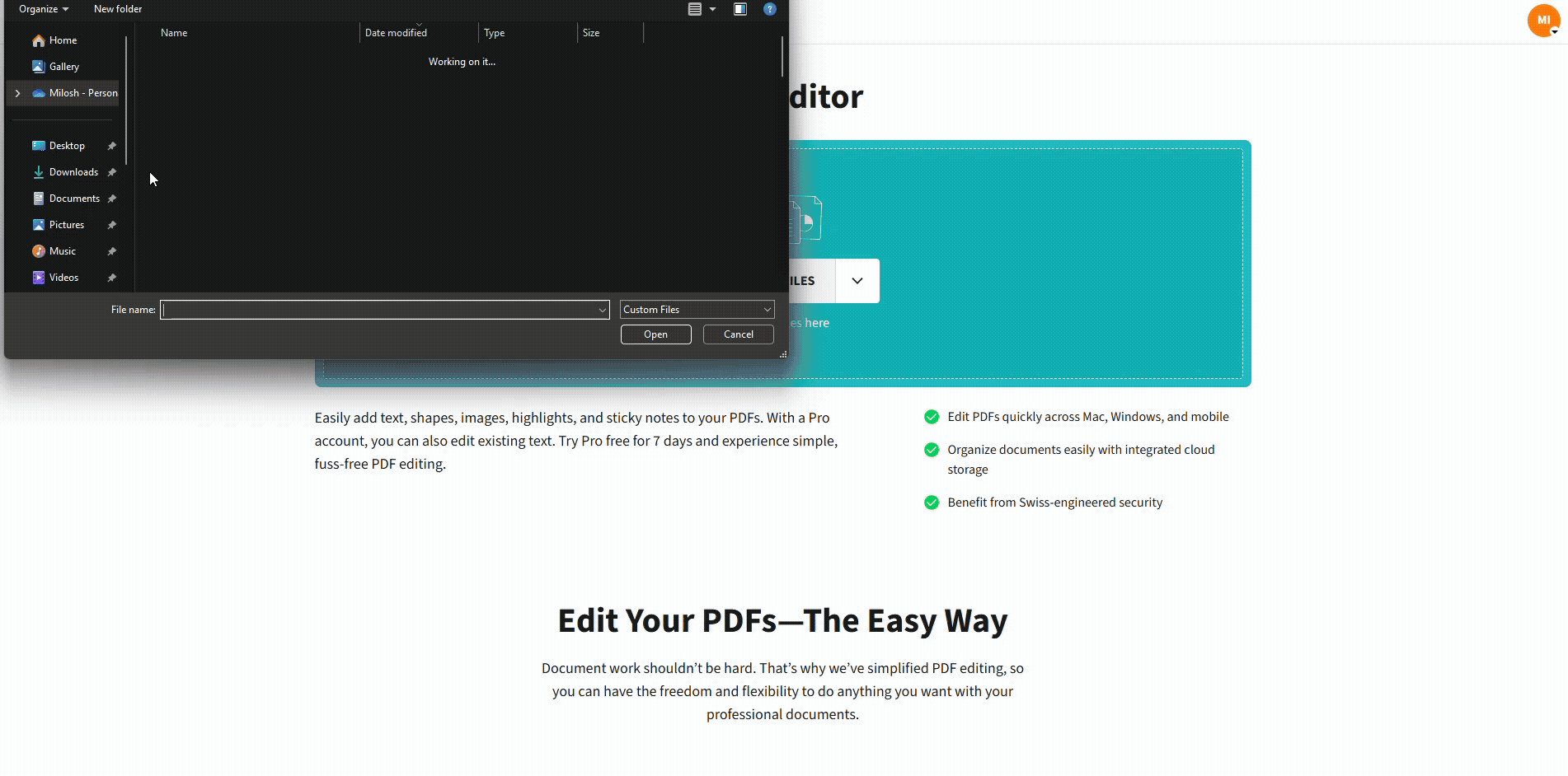 Change the color of the PDF with the Smallpdf Edit PDF feature