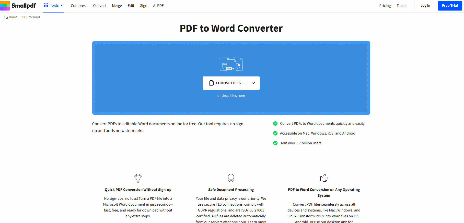 Convert PDF to text online with Smallpdf