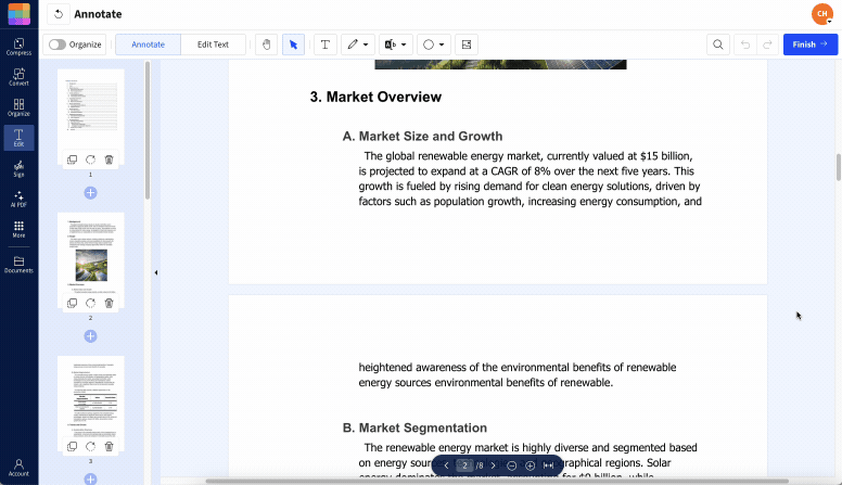 Example of redlining a PDF before adding comments