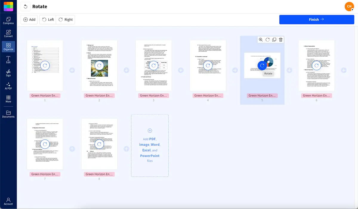 Using Rotate PDF to change orientation of pages