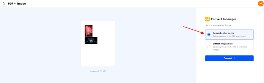 Turn PDF pages into images