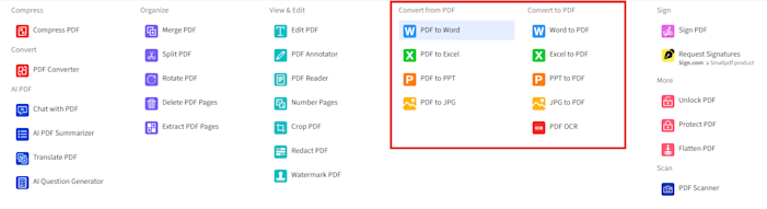 Convert to and from PDFs