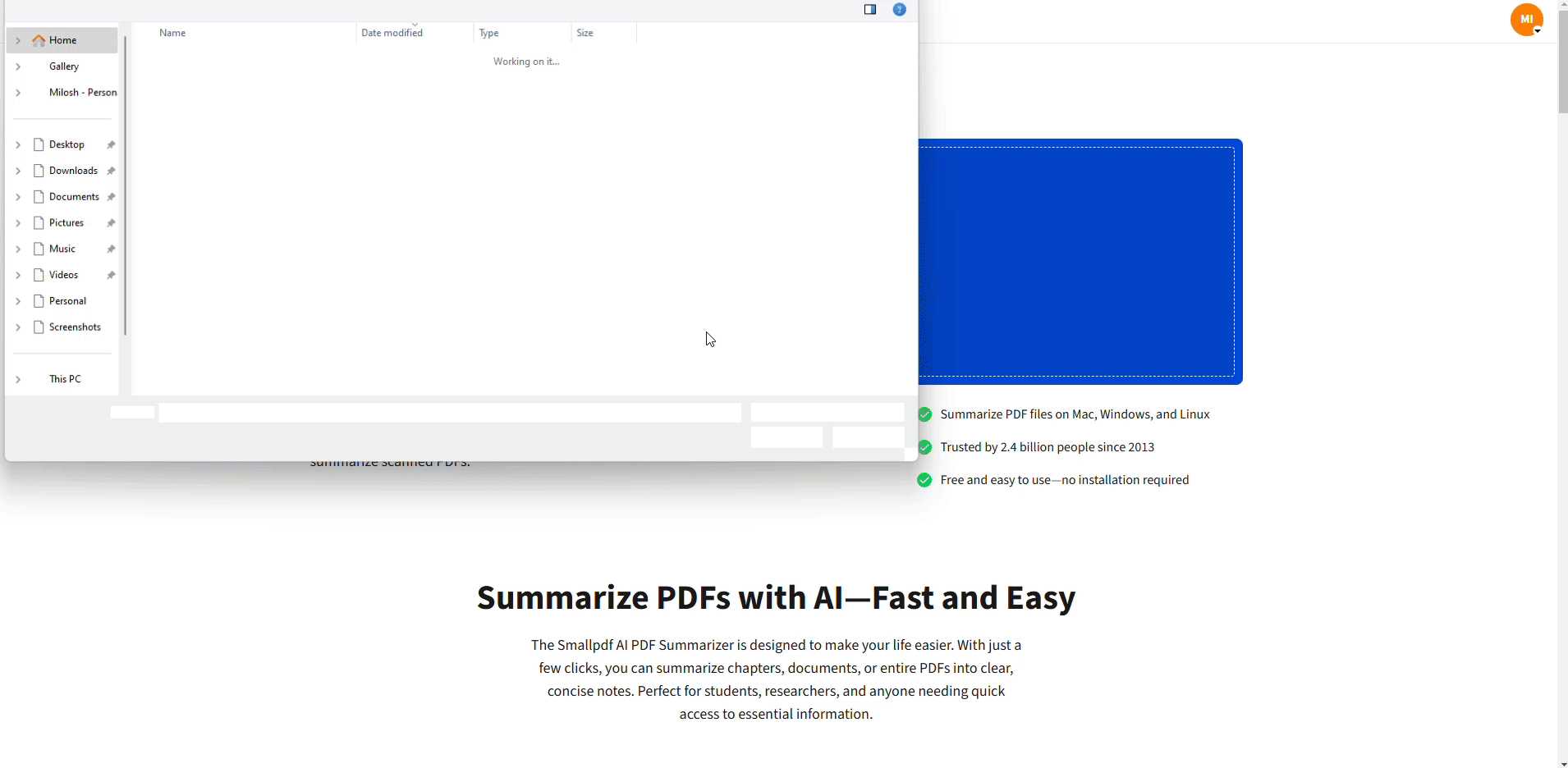 Smallpdf’s AI PDF Summarizer