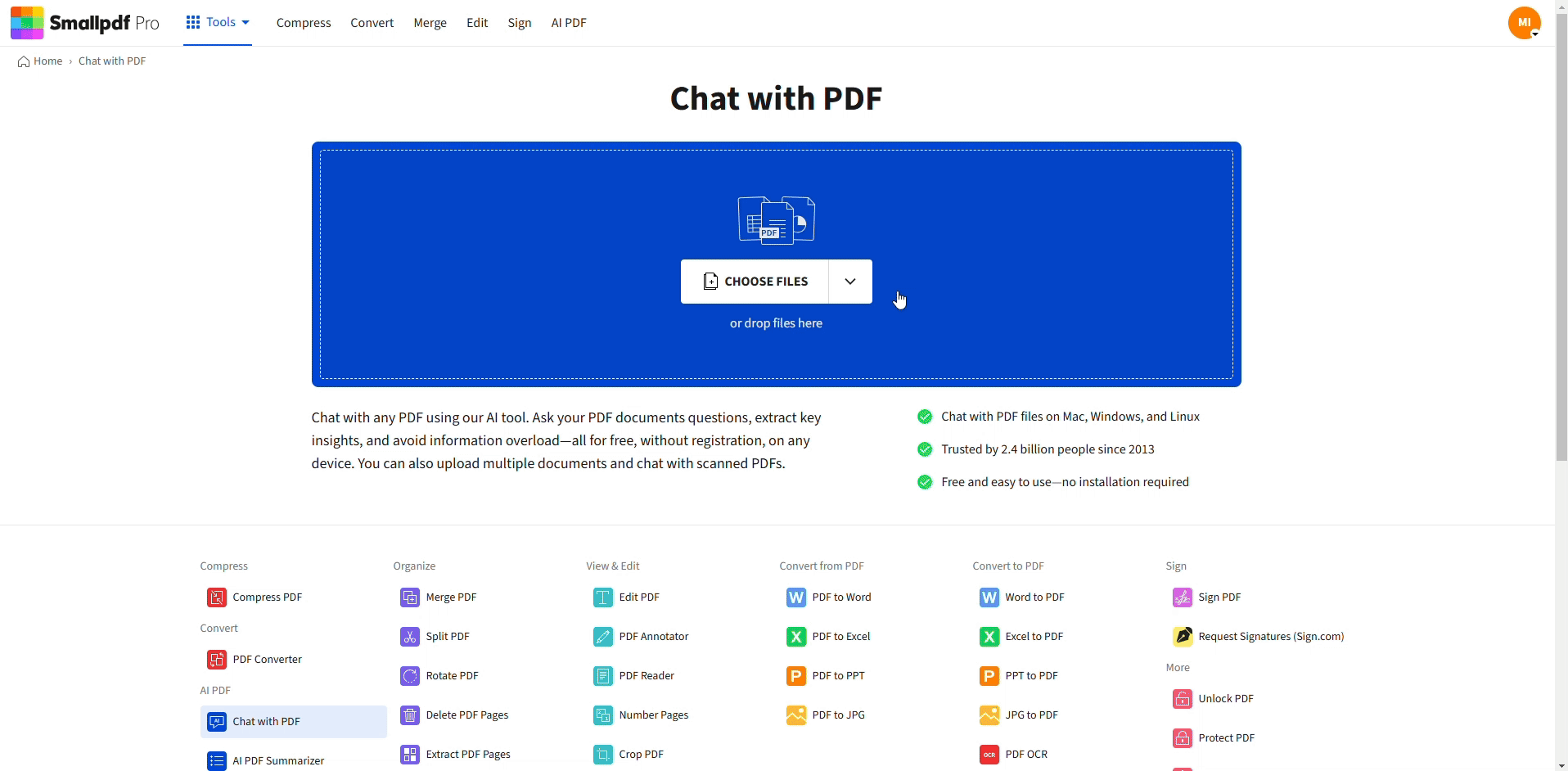 Use Chat with PDF to ask questions about the content