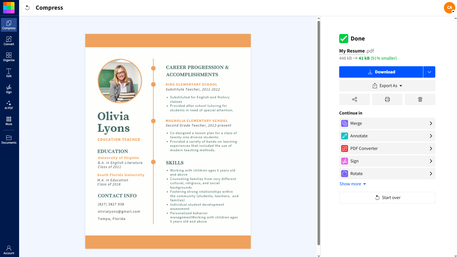 How to Reduce My Resume File Size in PDF | Smallpdf