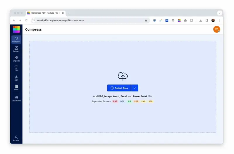 Shrinking PDFs using Smallpdf