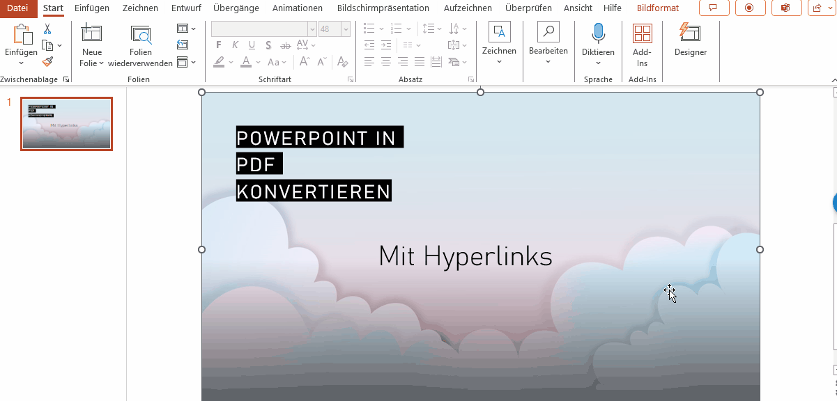 2023-12-08 - PowerPoint in PDF umwandeln mit intakten Hyperlinks - Link einfügen