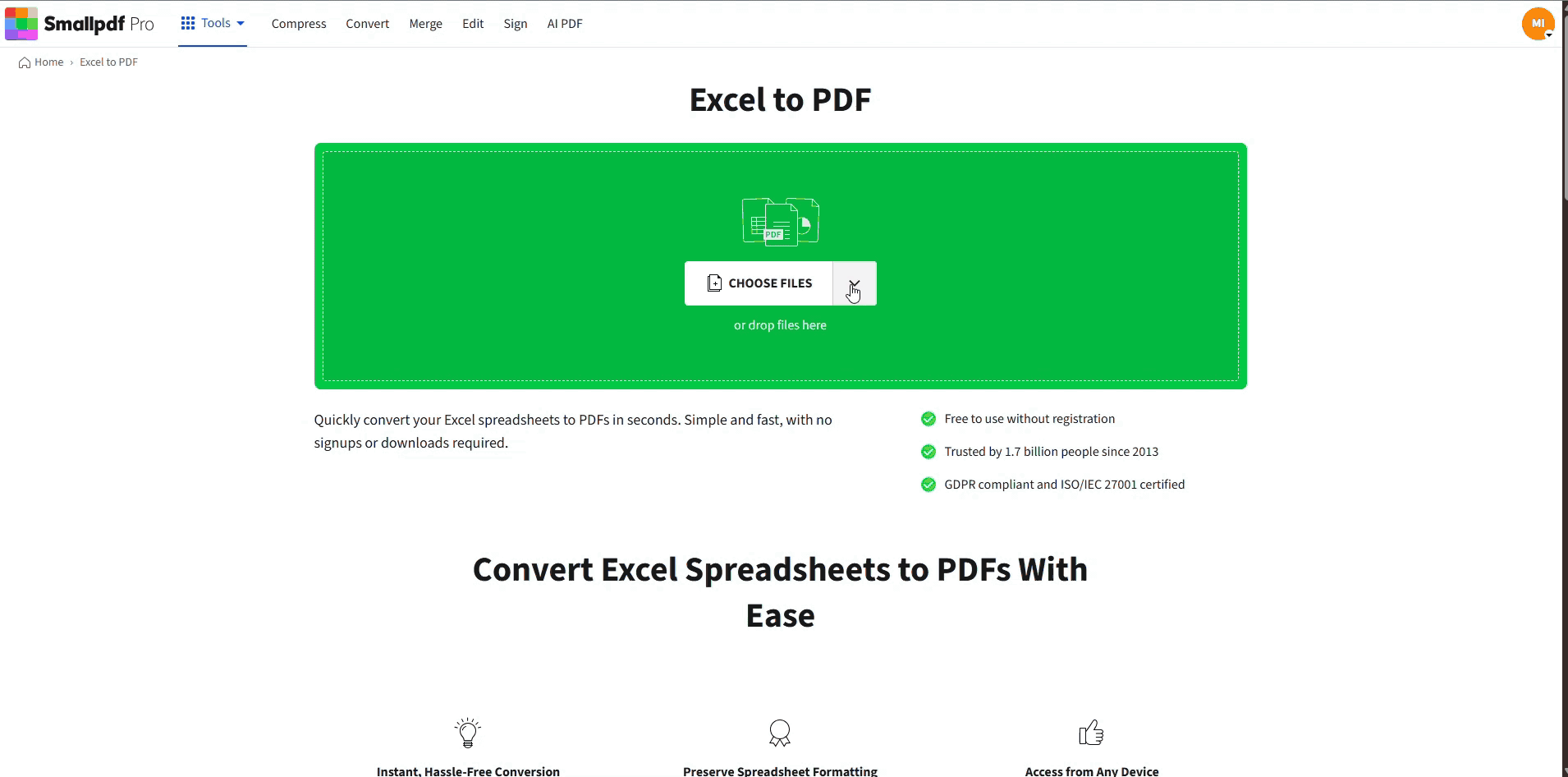 Convert XLSX to PDF for Free