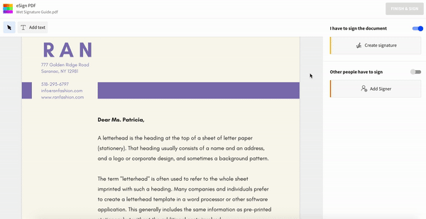 How to turn a wet signature into an electronic signature, using the Smallpdf Sign PDF tool