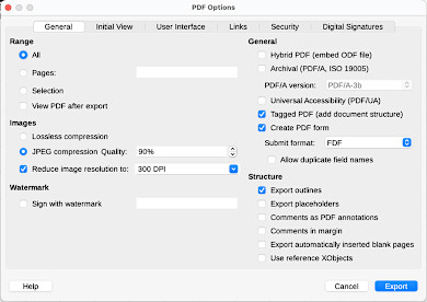 Select “Create PDF form” before hitting the “Export” button