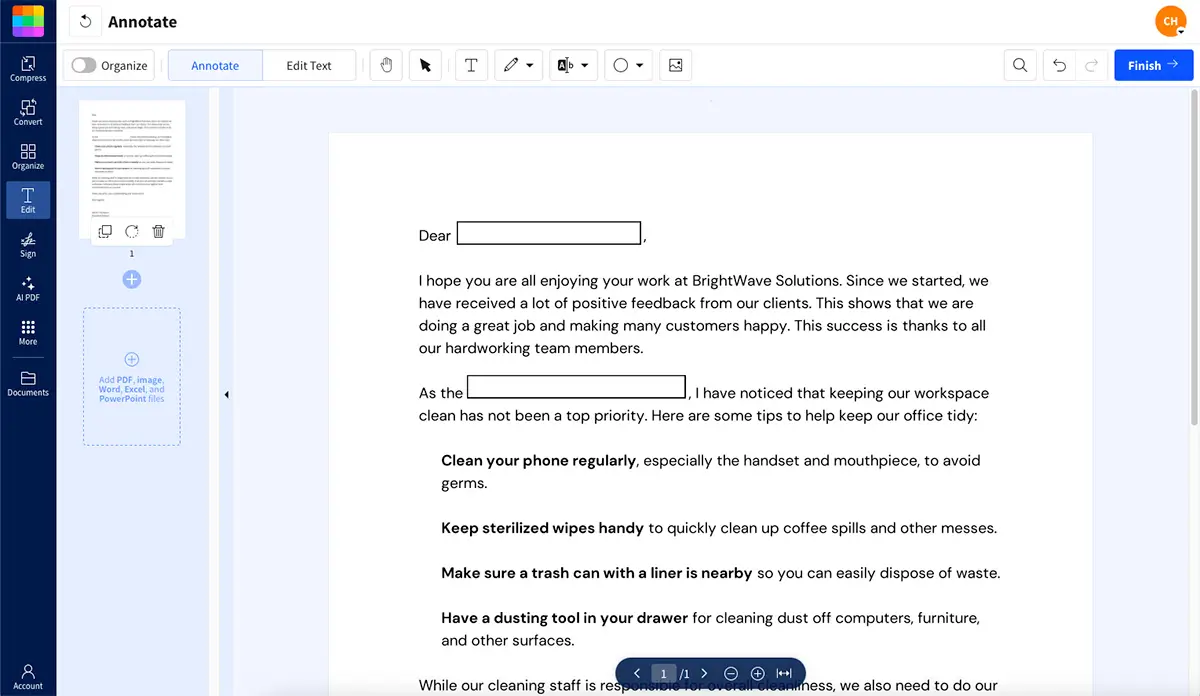 Using PDF Annotator to add text fields to a fillable PDF