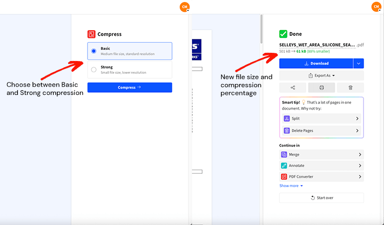 Pick a compression level