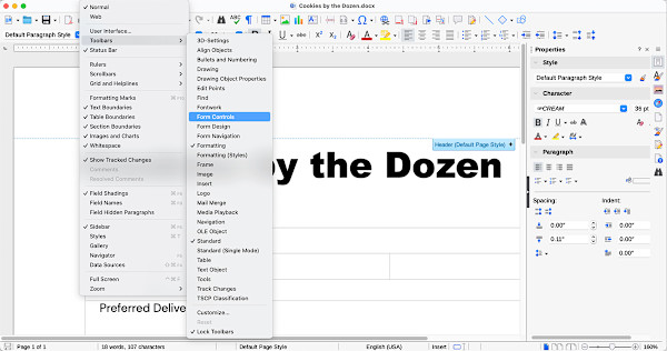 Enabling “Form Controls” and “Form Design” in LibreOffice