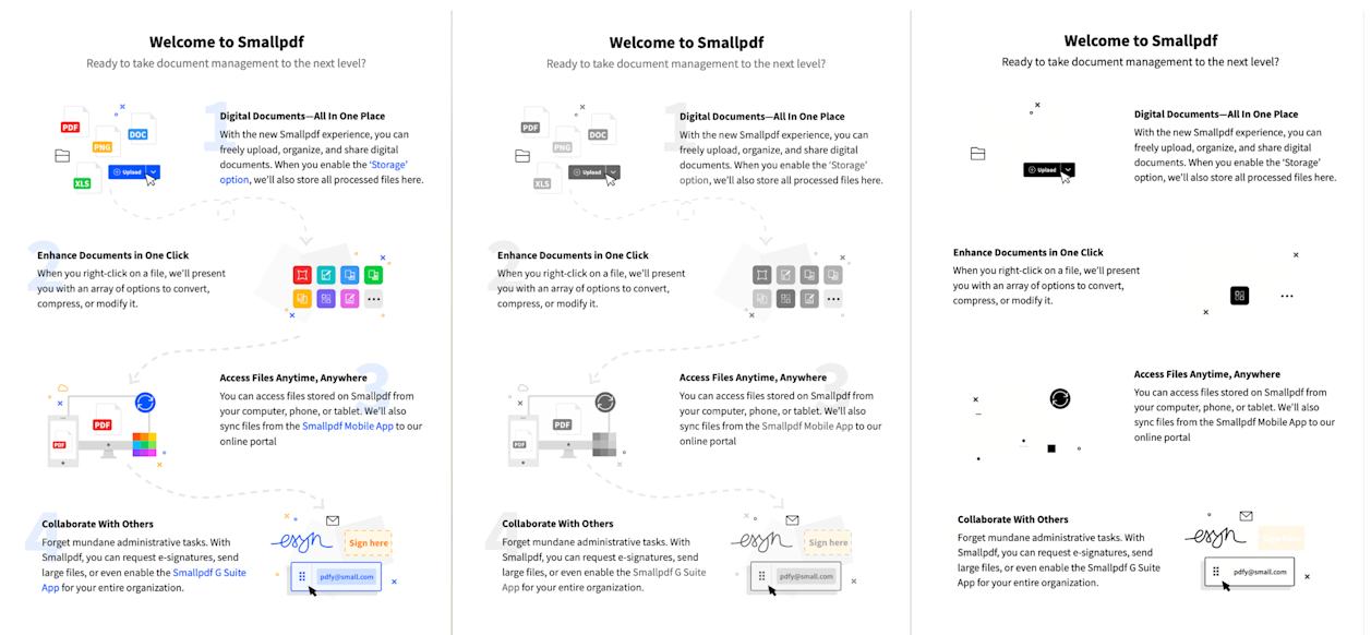 Convert color PDF to black & white, grayscale examples
