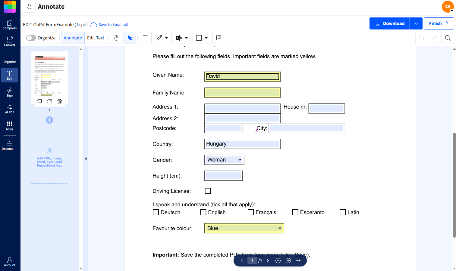 How to change font size in a pdf text box smallpdf