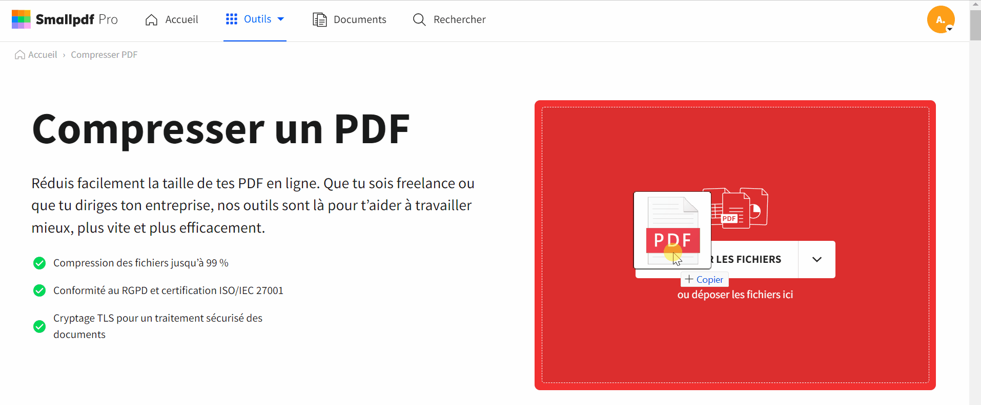 2021-03-05 - Compresser un PDF à 1 Mo gratuitement - outil Compresser un PDF sur Smallpdf
