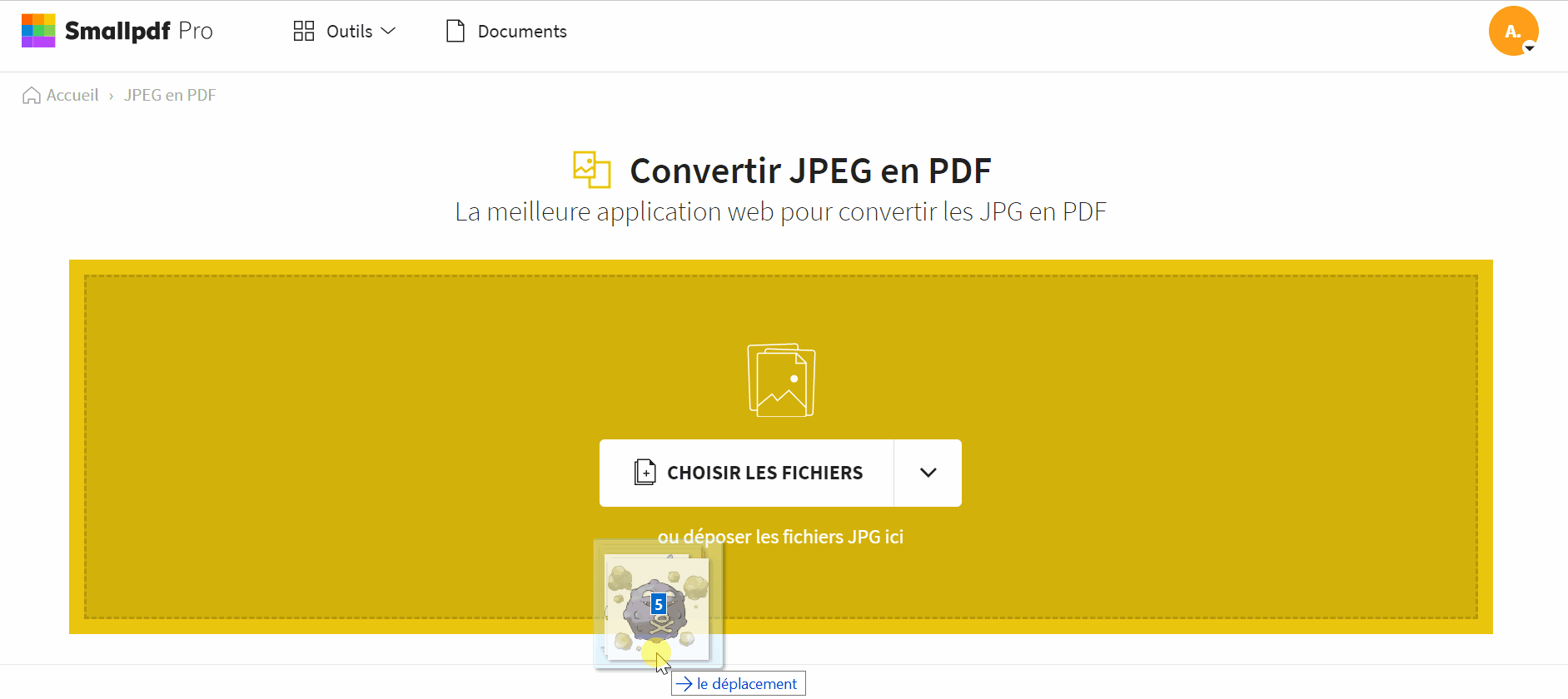 2019-10-25 - Convertir une image TIFF au format PDF gratuitement en ligne - outil JPEG en PDF sur Smallpdf, convertir plusieurs images en un PDF